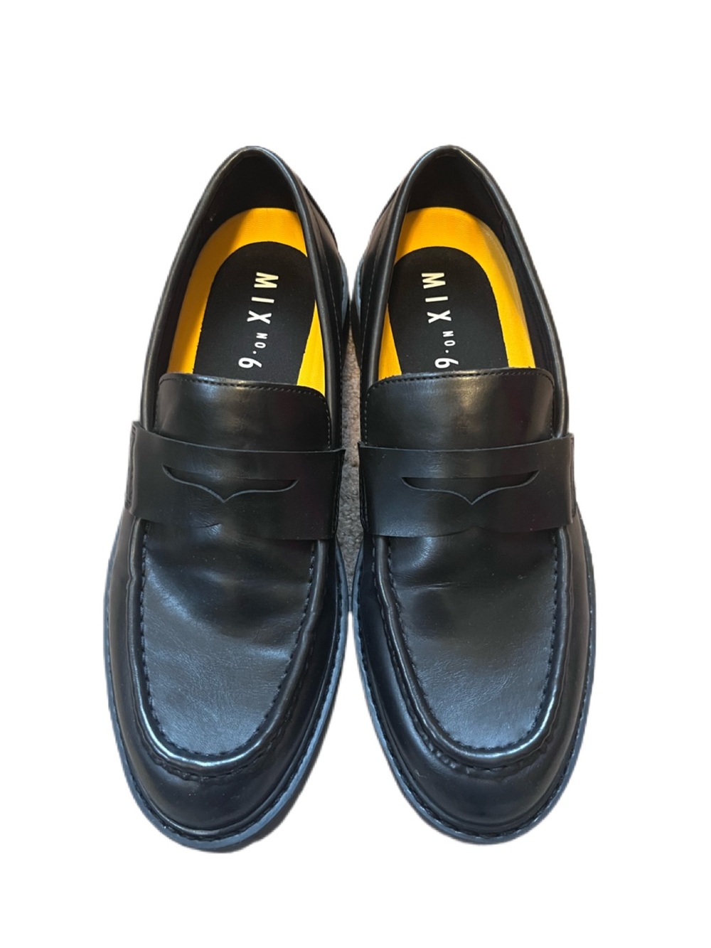 Mix No. 6 Black Leather Penny Loafers